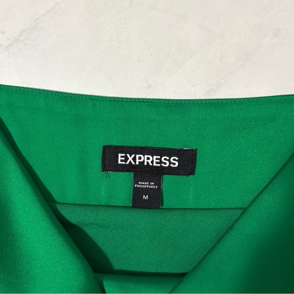 Express Green Satin Cowl Neck Midi Dress Size Medium Holiday Party Formal - Picture 4 of 5
